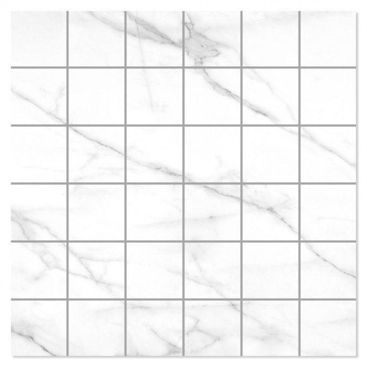 Marmor Mosaik Klinker Tholos Vit Polerad Rak 30x30 (5x5) cm-0